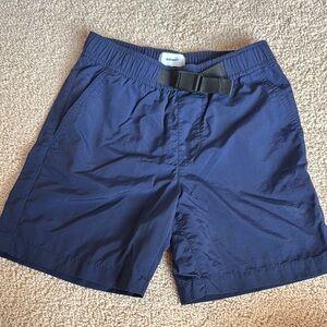 Blue Nylon Shorts with Belt